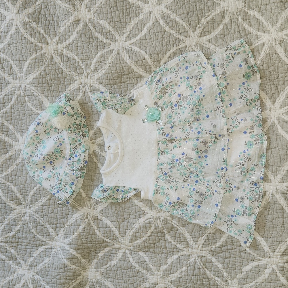 Baby girl summer dress with matching hat
